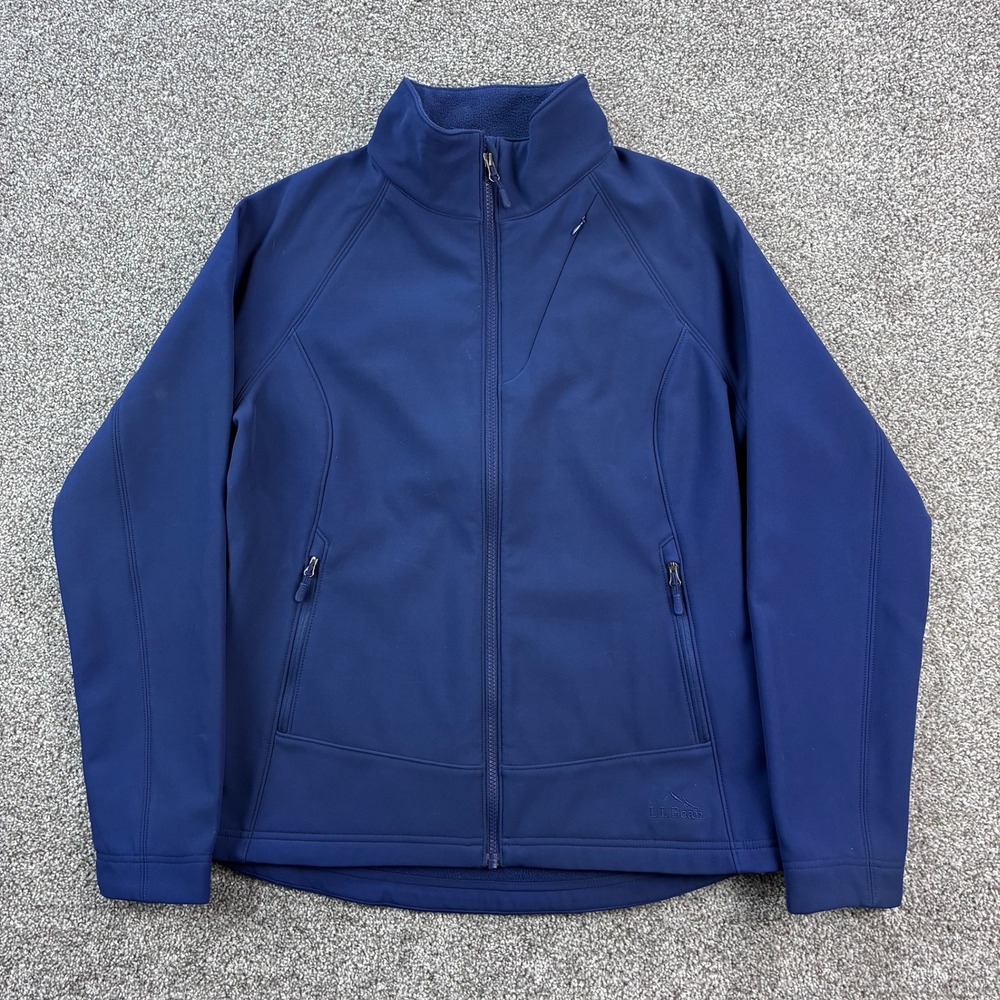 L.L. Bean Pathfinder Soft Shell Jacket Womens Medium Blue Full Zip Fleece Lined